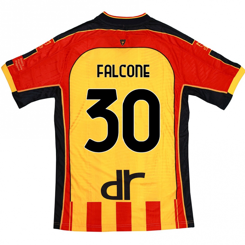 Kids Football Wladimiro Falcone #30 Yellow Red Home Jersey 2024/25 T-Shirt Canada