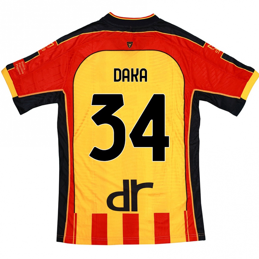 Kids Football Dario Daka #34 Yellow Red Home Jersey 2024/25 T-Shirt Canada