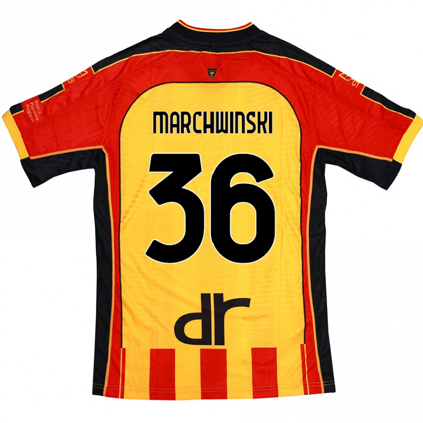 Kids Football Filip Marchwinski #36 Yellow Red Home Jersey 2024/25 T-Shirt Canada