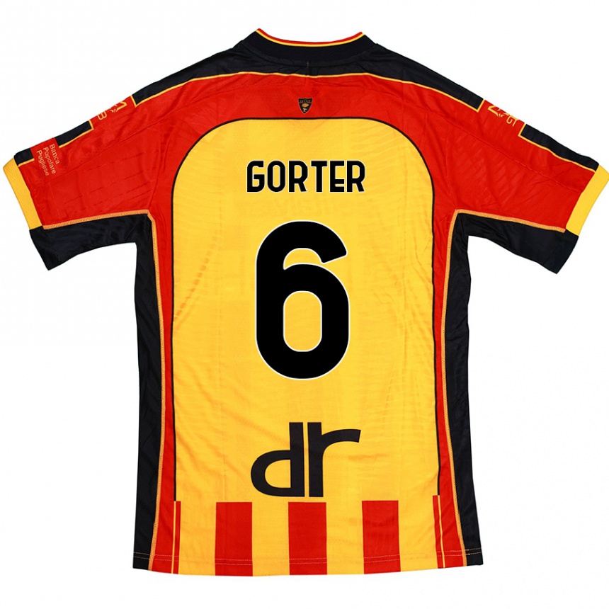 Kids Football Olaf Gorter #6 Yellow Red Home Jersey 2024/25 T-Shirt Canada