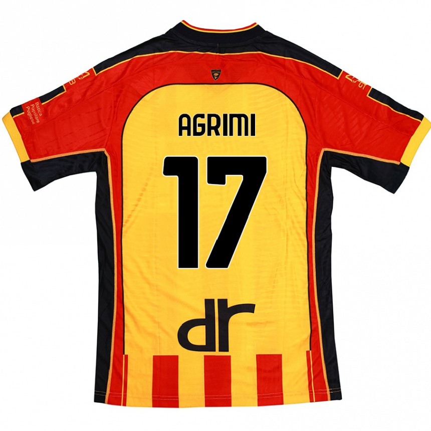 Kids Football Matteo Agrimi #17 Yellow Red Home Jersey 2024/25 T-Shirt Canada