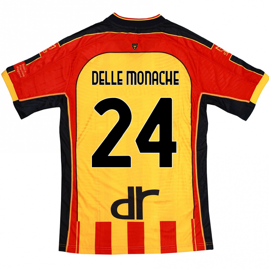 Kids Football Marco Delle Monache #24 Yellow Red Home Jersey 2024/25 T-Shirt Canada