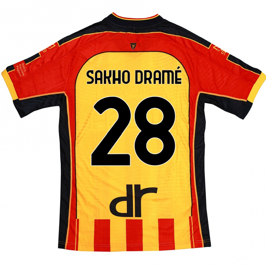 Kids Football Samba Sakho Dramé #28 Yellow Red Home Jersey 2024/25 T-Shirt Canada