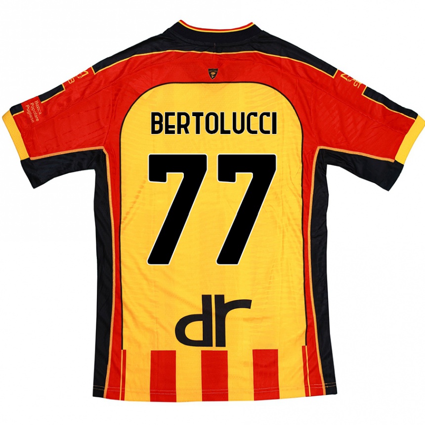 Kids Football Sandro Bertolucci #77 Yellow Red Home Jersey 2024/25 T-Shirt Canada