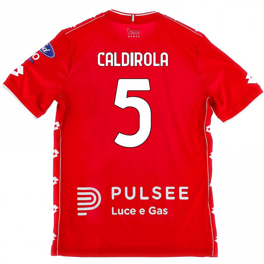 Kids Football Luca Caldirola #5 Red White Home Jersey 2024/25 T-Shirt Canada