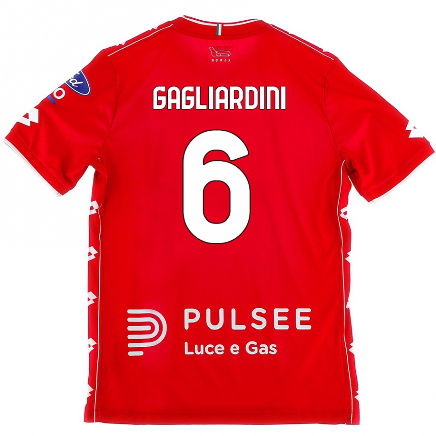 Enfant Football Maillot Roberto Gagliardini #6 Rouge Blanc Tenues Domicile 2024/25 Canada