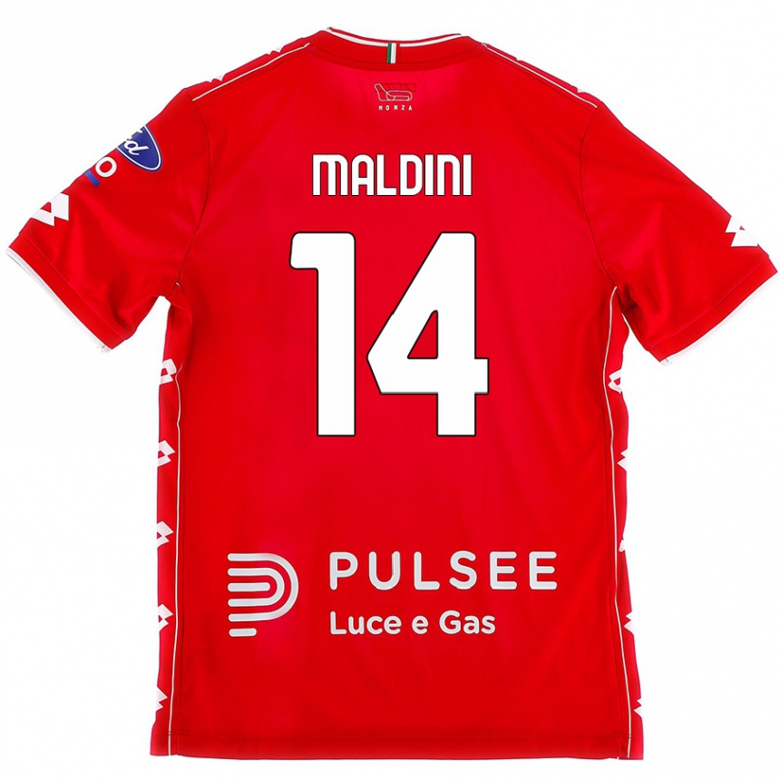 Kids Football Daniel Maldini #14 Red White Home Jersey 2024/25 T-Shirt Canada