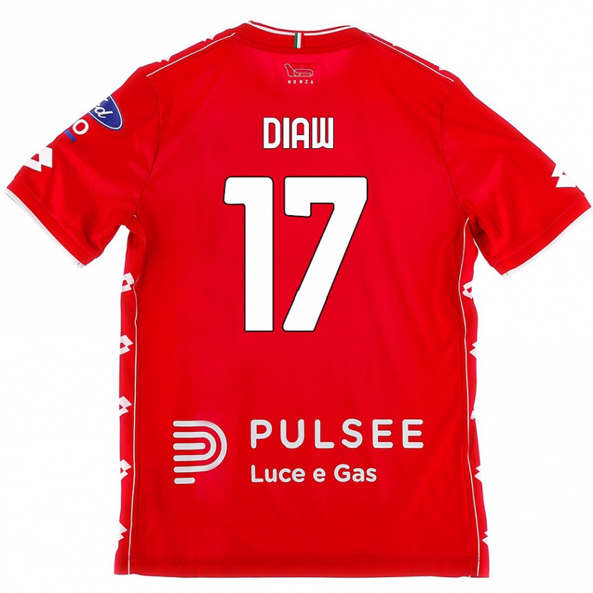 Kids Football Davide Diaw #17 Red White Home Jersey 2024/25 T-Shirt Canada