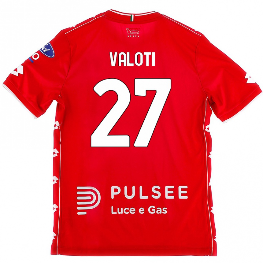 Kids Football Mattia Valoti #27 Red White Home Jersey 2024/25 T-Shirt Canada