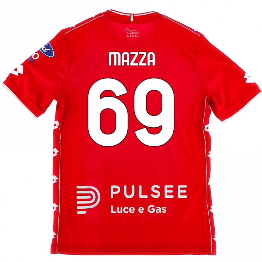 Enfant Football Maillot Andrea Mazza #69 Rouge Blanc Tenues Domicile 2024/25 Canada