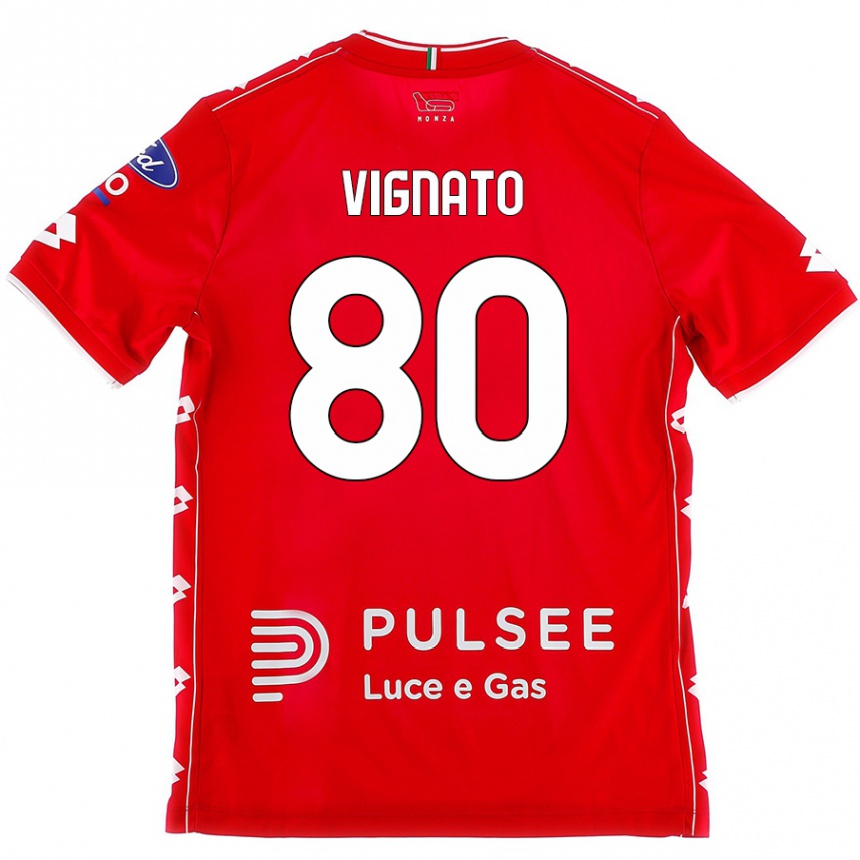 Enfant Football Maillot Samuele Vignato #80 Rouge Blanc Tenues Domicile 2024/25 Canada