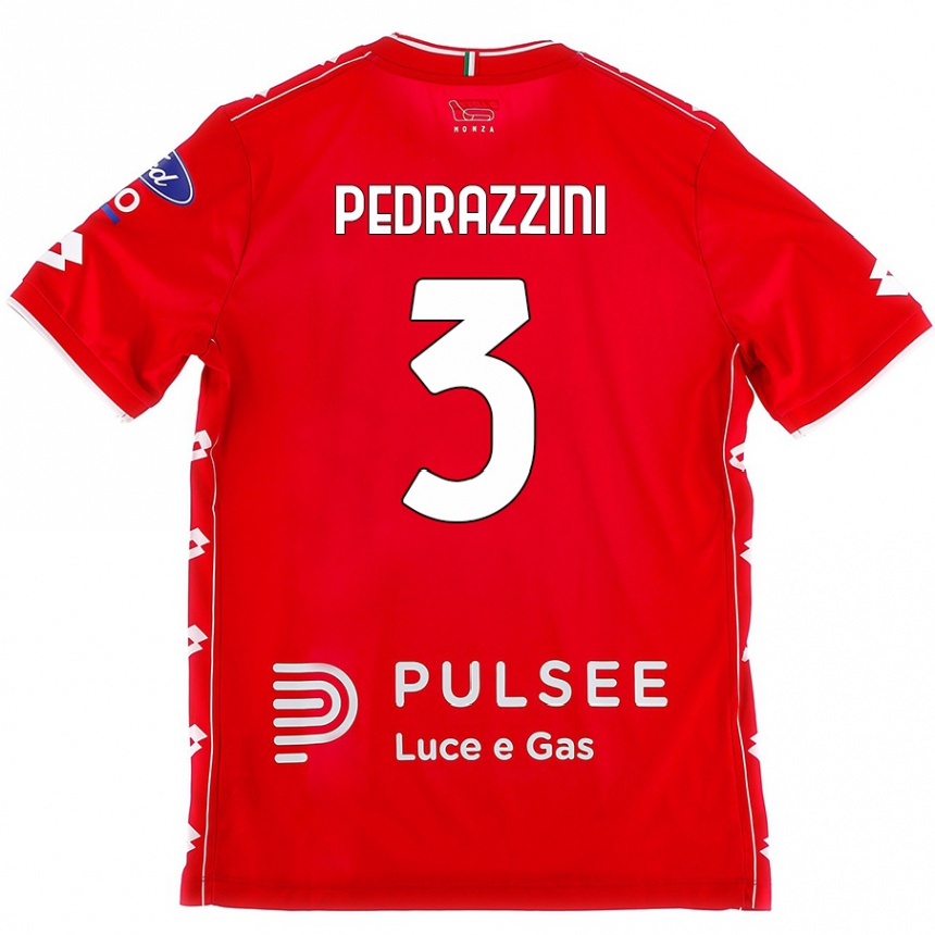 Enfant Football Maillot Carlo Pedrazzini #3 Rouge Blanc Tenues Domicile 2024/25 Canada