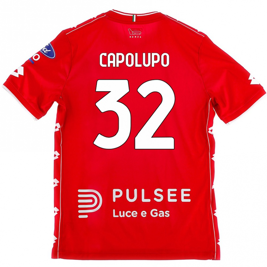 Enfant Football Maillot Samuele Capolupo #32 Rouge Blanc Tenues Domicile 2024/25 Canada