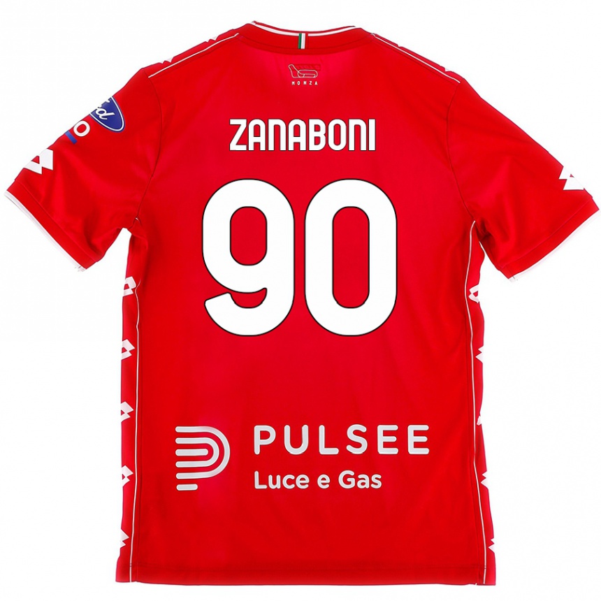 Kids Football Emanuele Zanaboni #90 Red White Home Jersey 2024/25 T-Shirt Canada