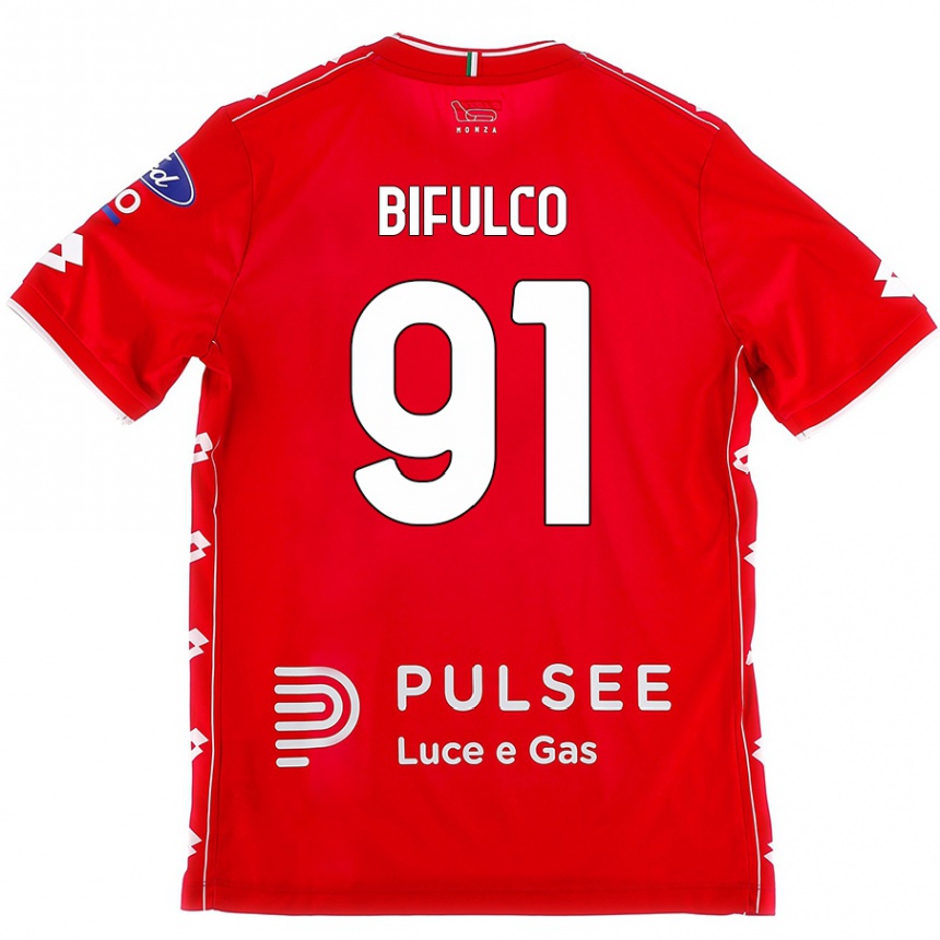 Enfant Football Maillot Davide Bifulco #91 Rouge Blanc Tenues Domicile 2024/25 Canada