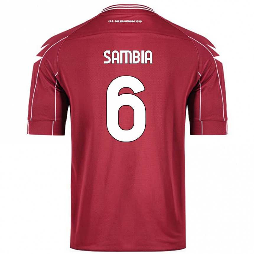 Enfant Football Maillot Junior Sambia #6 Bordeaux Tenues Domicile 2024/25 Canada