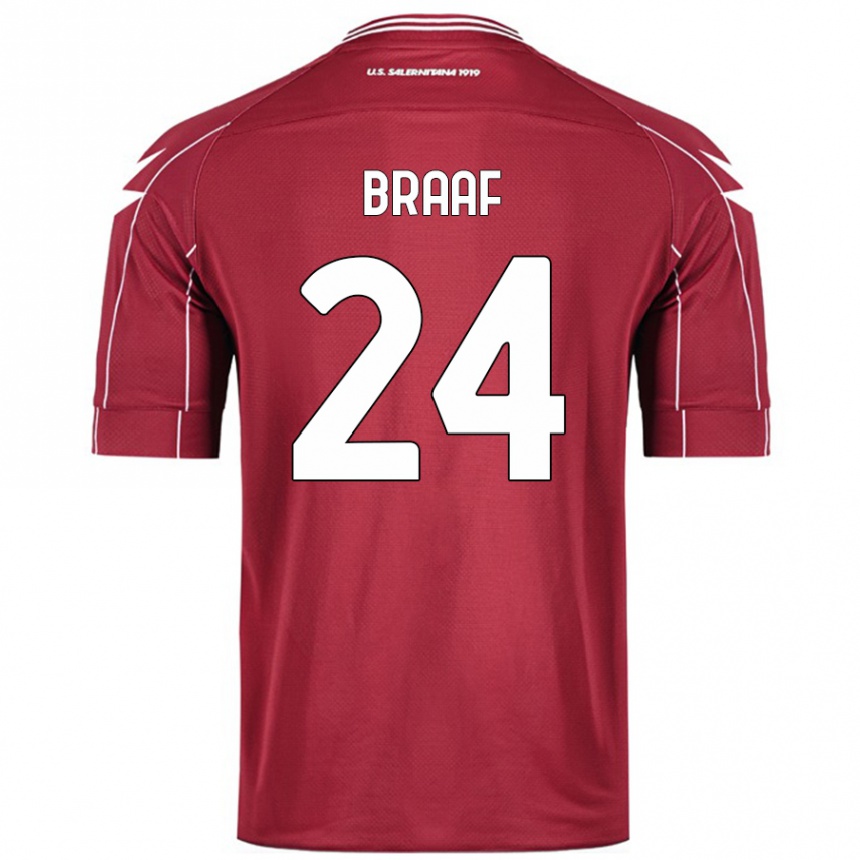 Enfant Football Maillot Jayden Braaf #24 Bordeaux Tenues Domicile 2024/25 Canada