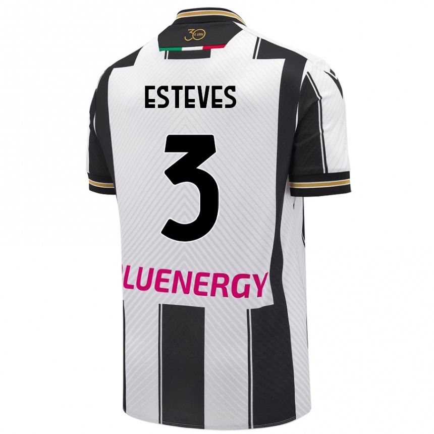 Kids Football Gonçalo Esteves #3 White Black Home Jersey 2024/25 T-Shirt Canada