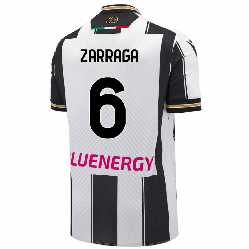 Kids Football Oier Zarraga #6 White Black Home Jersey 2024/25 T-Shirt Canada