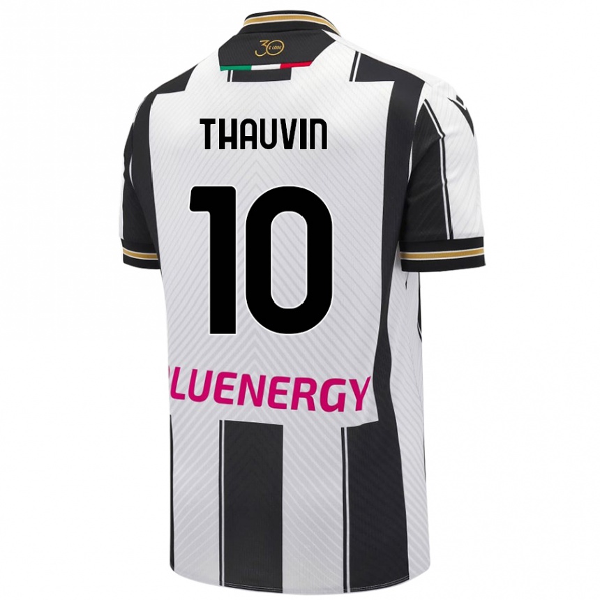 Kids Football Florian Thauvin #10 White Black Home Jersey 2024/25 T-Shirt Canada