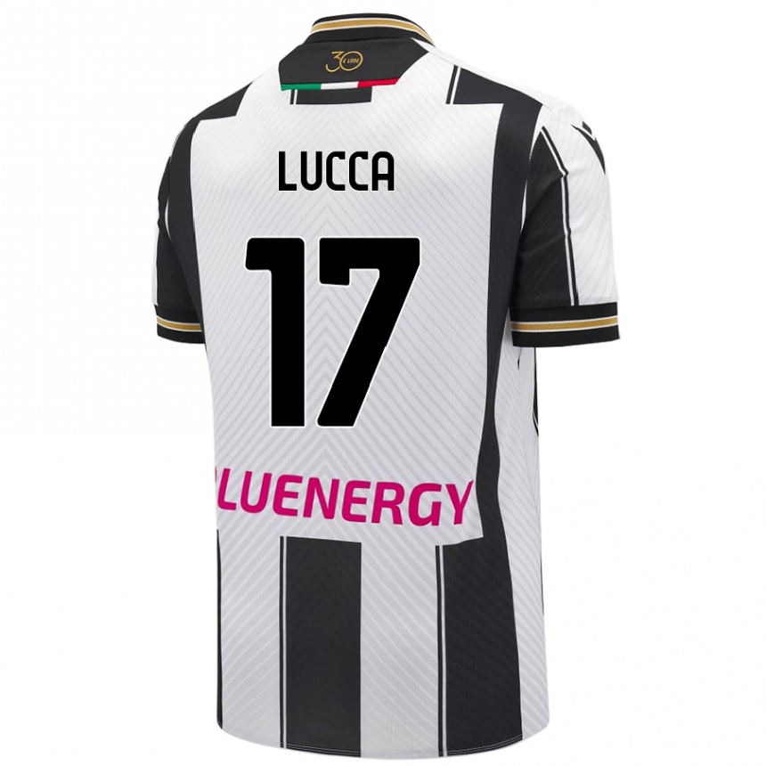 Kids Football Lorenzo Lucca #17 White Black Home Jersey 2024/25 T-Shirt Canada