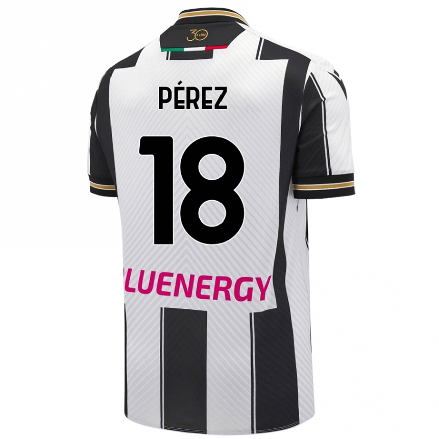 Kids Football Nehuén Pérez #18 White Black Home Jersey 2024/25 T-Shirt Canada