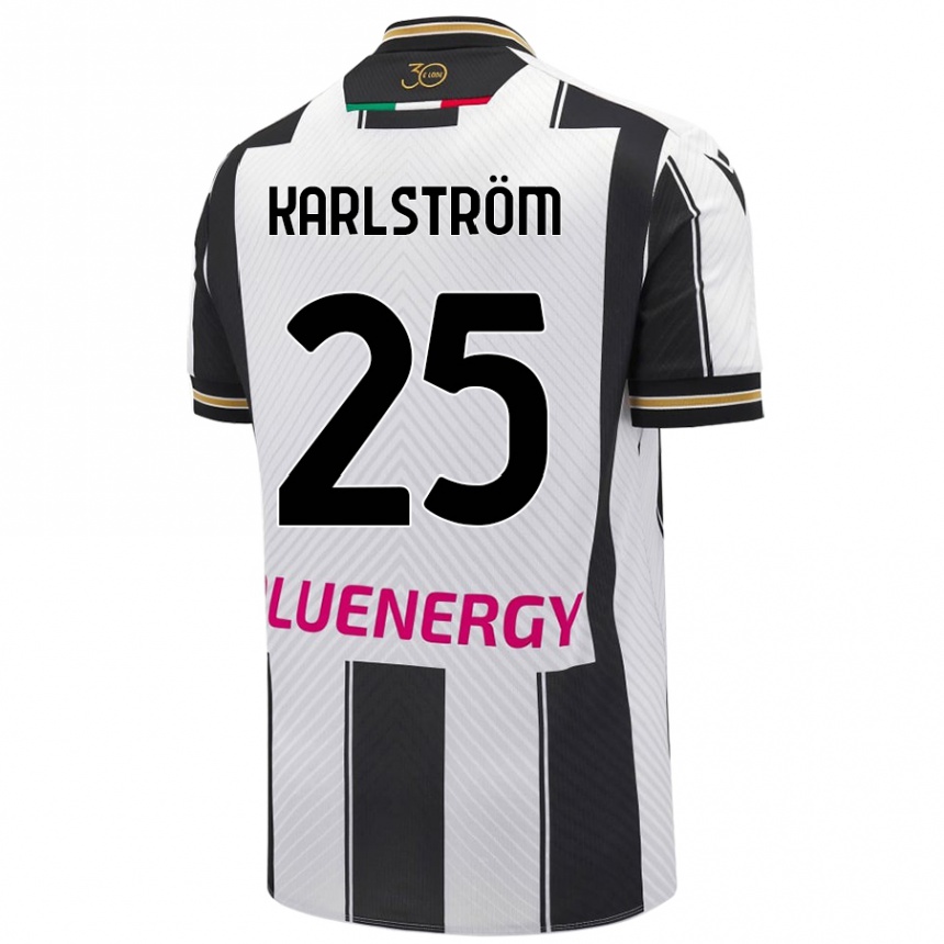 Kids Football Jesper Karlström #25 White Black Home Jersey 2024/25 T-Shirt Canada