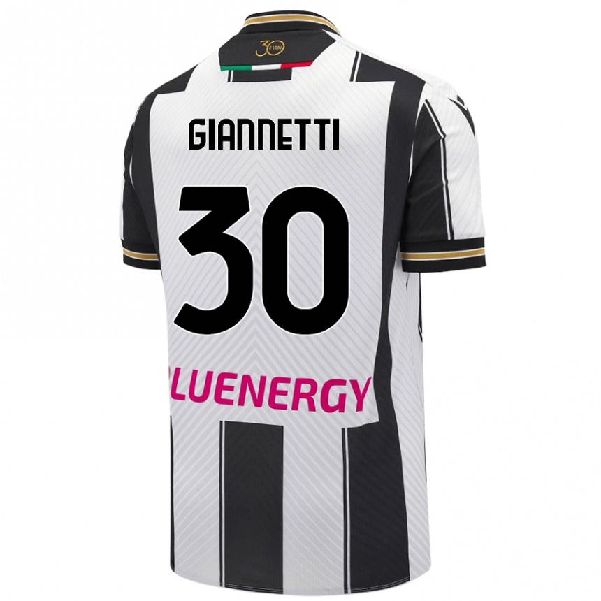 Kids Football Lautaro Giannetti #30 White Black Home Jersey 2024/25 T-Shirt Canada