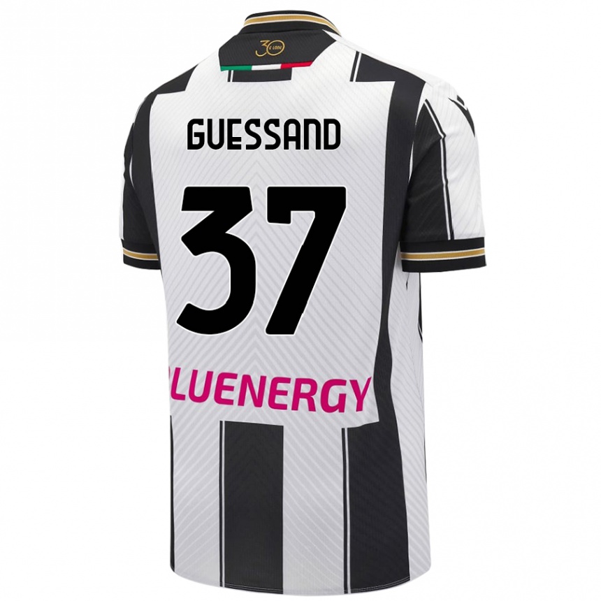 Kids Football Axel Guessand #37 White Black Home Jersey 2024/25 T-Shirt Canada