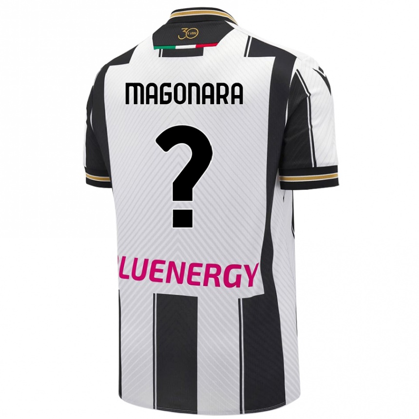 Kids Football Matteo Magonara #0 White Black Home Jersey 2024/25 T-Shirt Canada