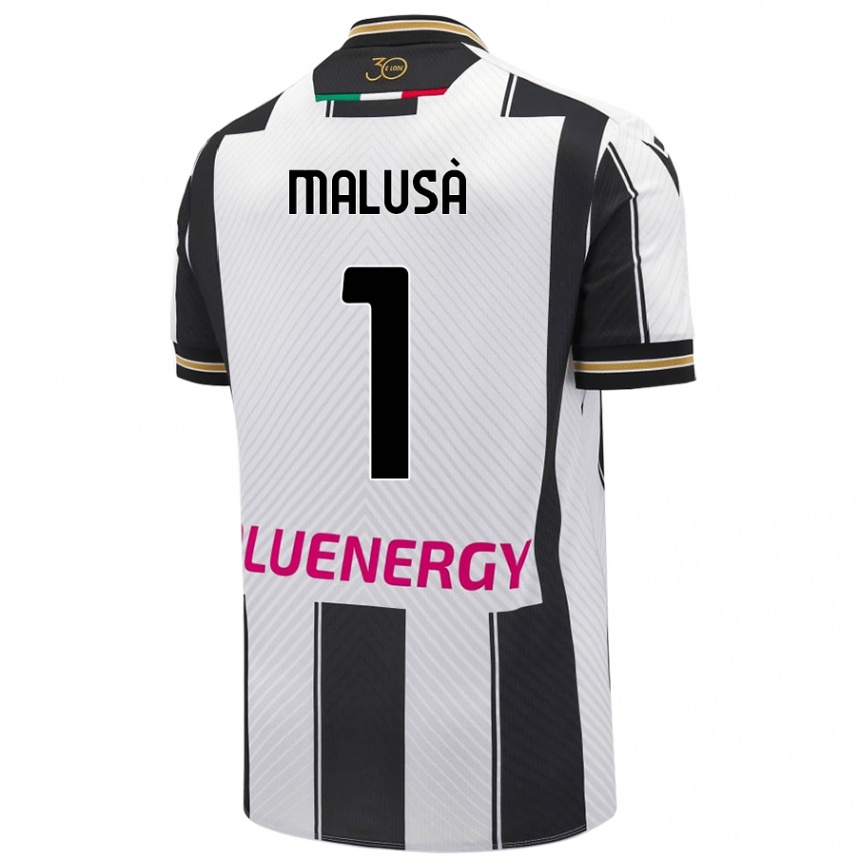 Kids Football Joel Malusà #1 White Black Home Jersey 2024/25 T-Shirt Canada