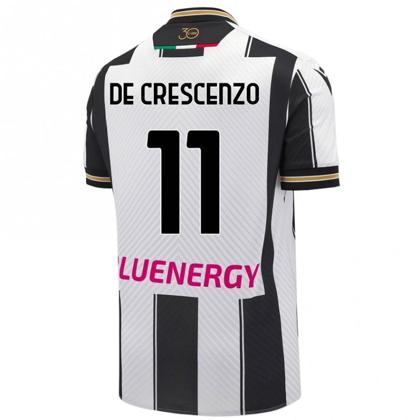 Kids Football Marco De Crescenzo #11 White Black Home Jersey 2024/25 T-Shirt Canada