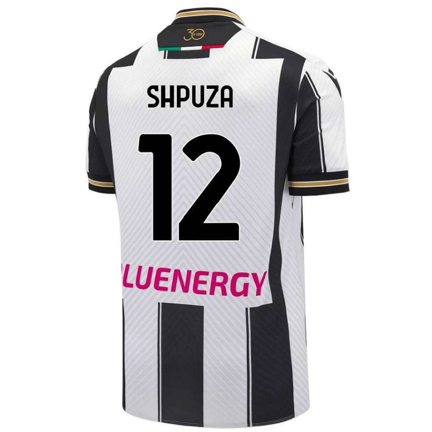 Kids Football Kleo Shpuza #12 White Black Home Jersey 2024/25 T-Shirt Canada