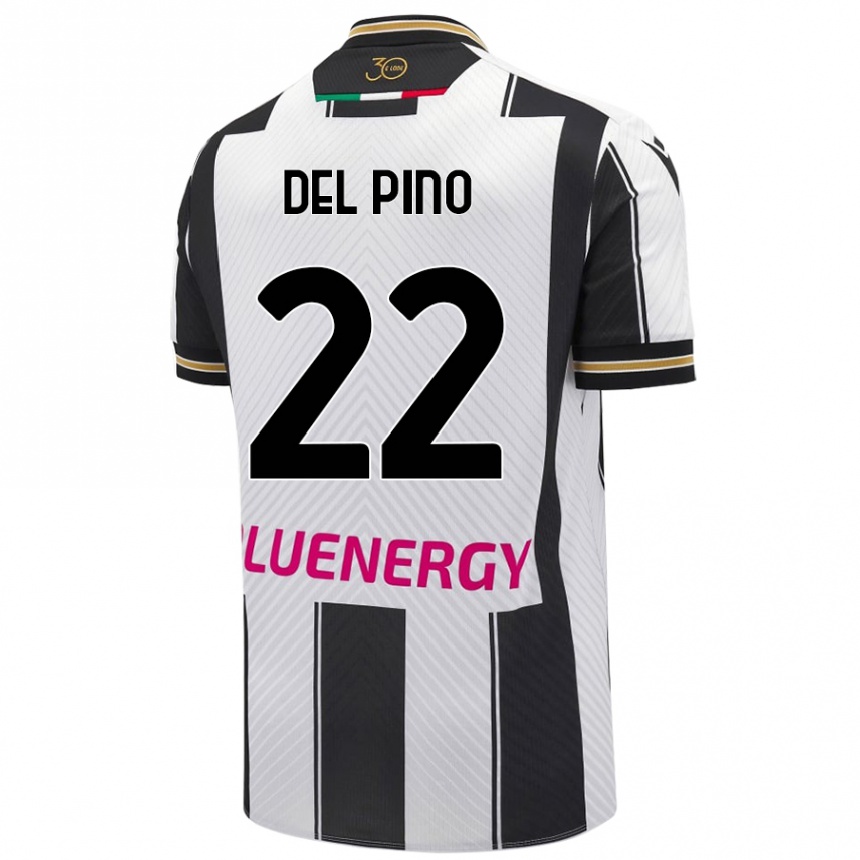 Kids Football Lorenzo Del Pino #22 White Black Home Jersey 2024/25 T-Shirt Canada