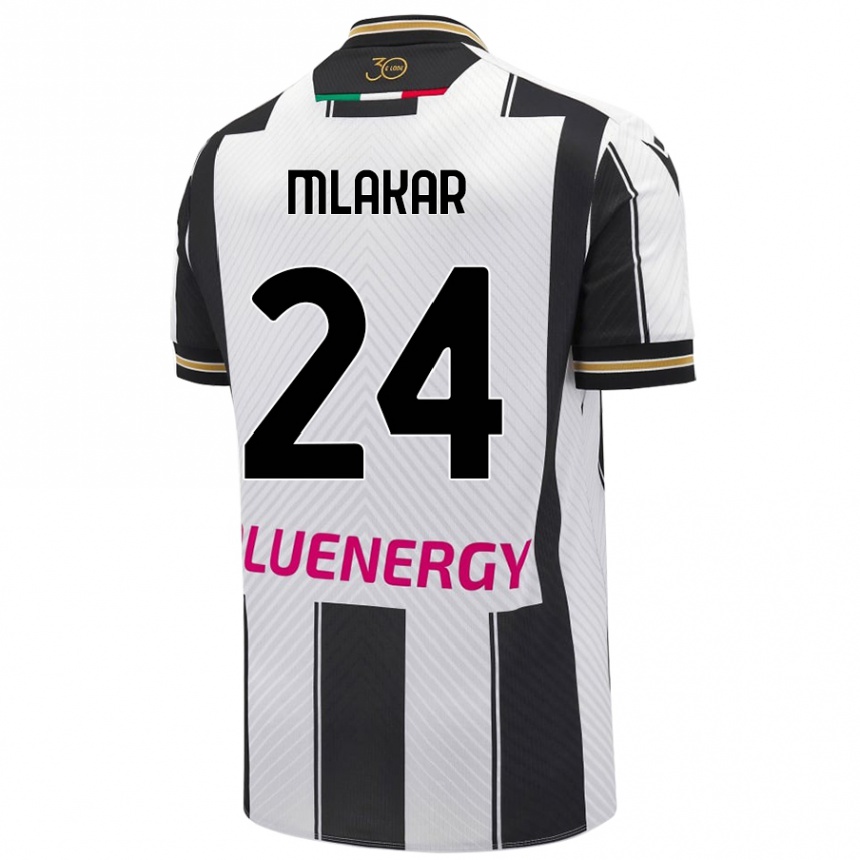 Kids Football Lorenzo Mlakar #24 White Black Home Jersey 2024/25 T-Shirt Canada