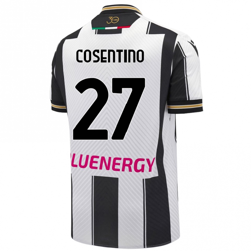 Kids Football Sergio Cosentino #27 White Black Home Jersey 2024/25 T-Shirt Canada