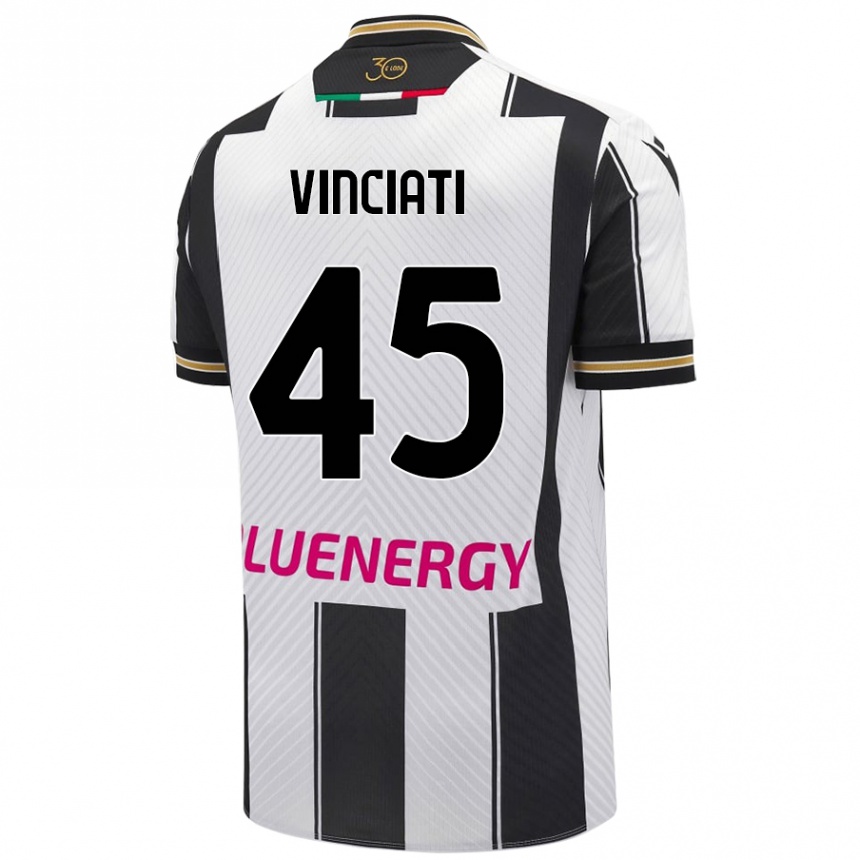 Kids Football Giulio Vinciati #45 White Black Home Jersey 2024/25 T-Shirt Canada