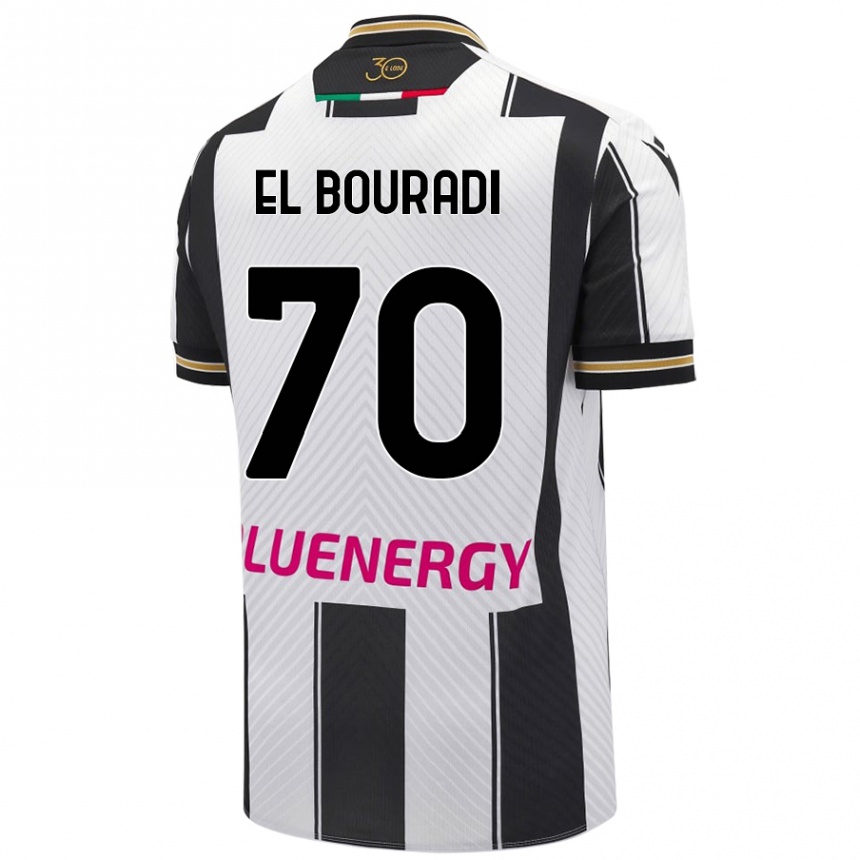 Kids Football Walid El Bouradi #70 White Black Home Jersey 2024/25 T-Shirt Canada