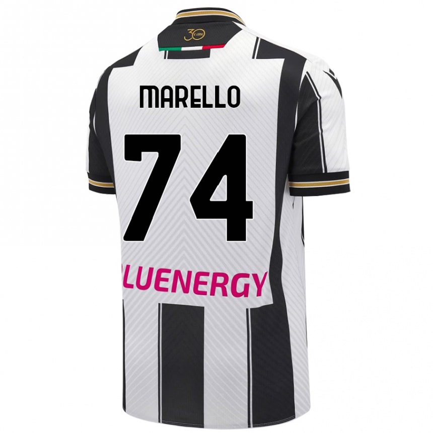 Kids Football Mattia Marello #74 White Black Home Jersey 2024/25 T-Shirt Canada