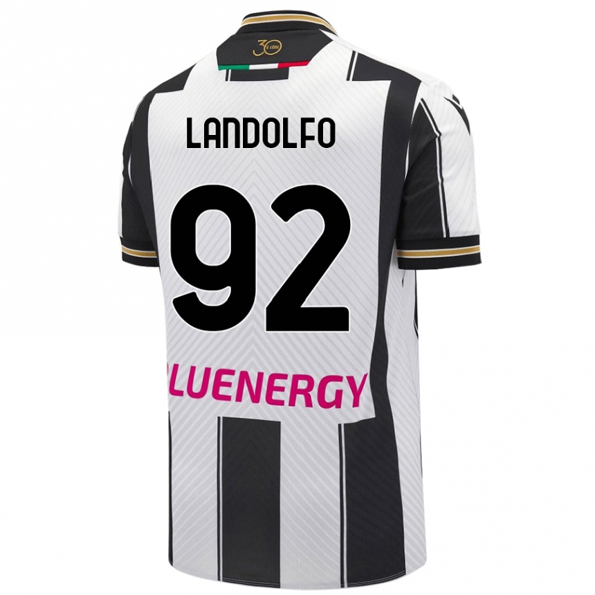 Kids Football Tommaso Landolfo #92 White Black Home Jersey 2024/25 T-Shirt Canada