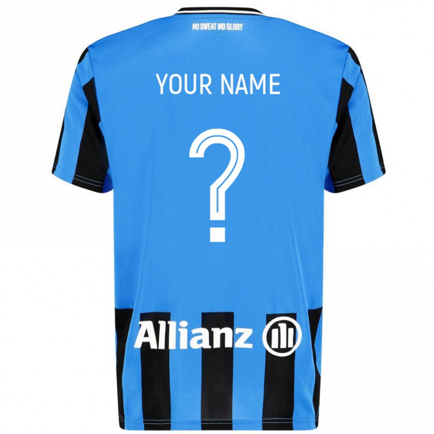 Kids Football Your Name #0 Sky Blue Black Home Jersey 2024/25 T-Shirt Canada