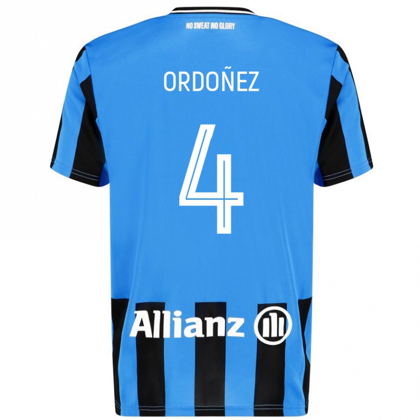 Kids Football Joel Ordóñez #4 Sky Blue Black Home Jersey 2024/25 T-Shirt Canada