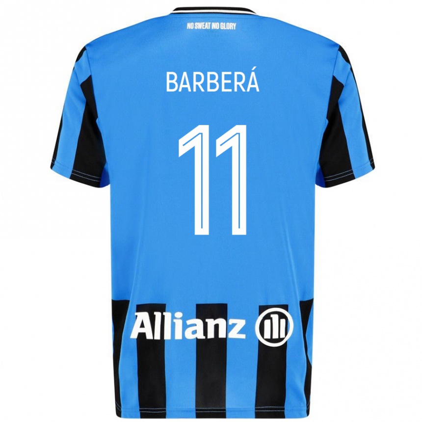 Kids Football Víctor Barberá #11 Sky Blue Black Home Jersey 2024/25 T-Shirt Canada