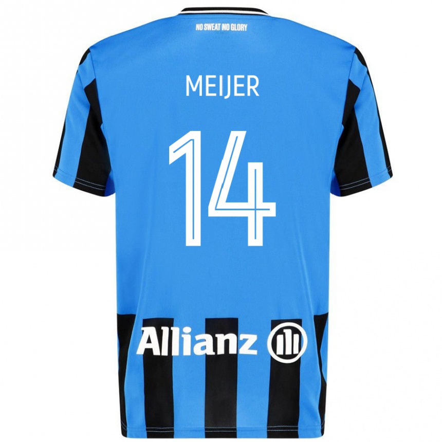 Kids Football Bjorn Meijer #14 Sky Blue Black Home Jersey 2024/25 T-Shirt Canada