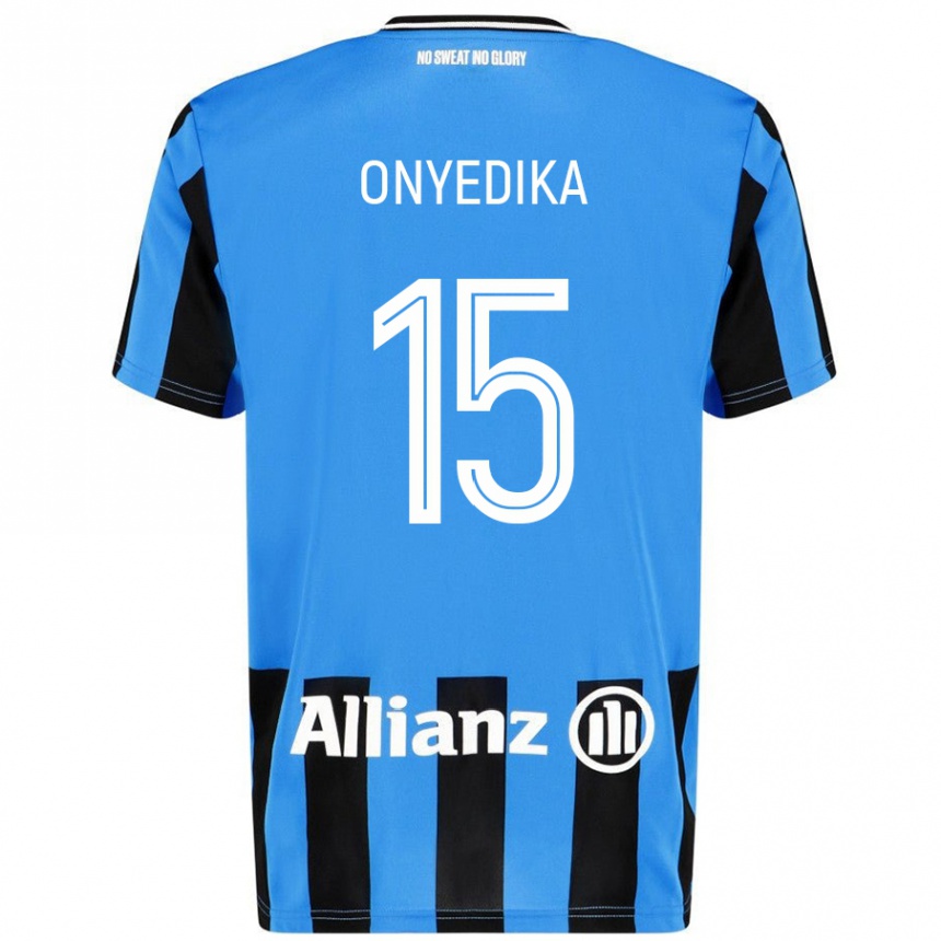 Kids Football Raphael Onyedika #15 Sky Blue Black Home Jersey 2024/25 T-Shirt Canada