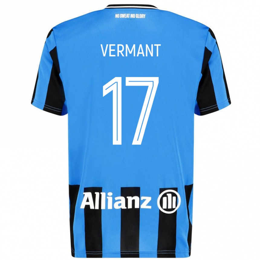 Kids Football Romeo Vermant #17 Sky Blue Black Home Jersey 2024/25 T-Shirt Canada