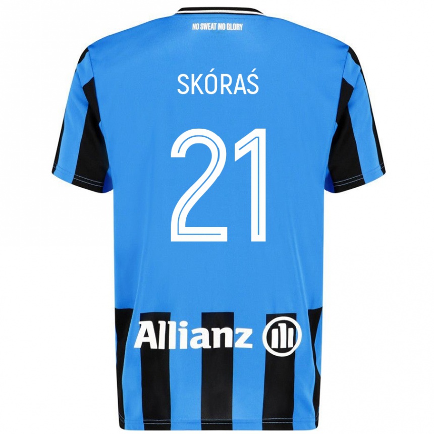 Kids Football Michal Skoras #21 Sky Blue Black Home Jersey 2024/25 T-Shirt Canada