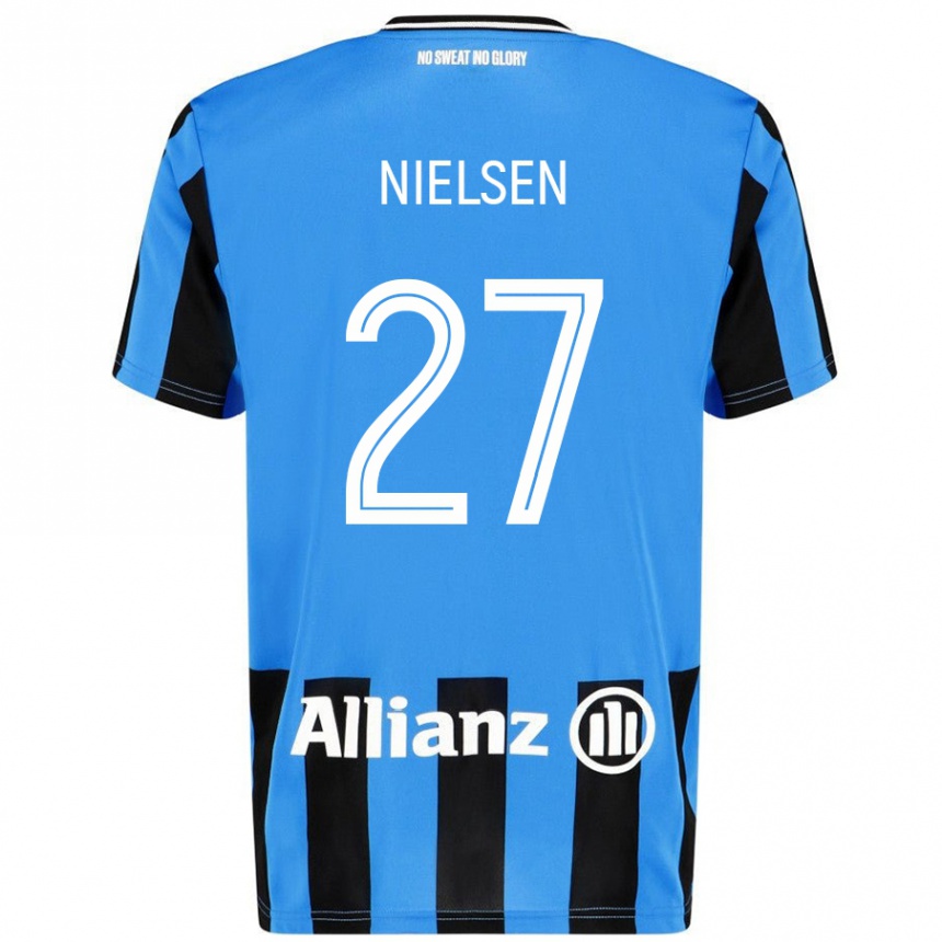 Kids Football Casper Nielsen #27 Sky Blue Black Home Jersey 2024/25 T-Shirt Canada