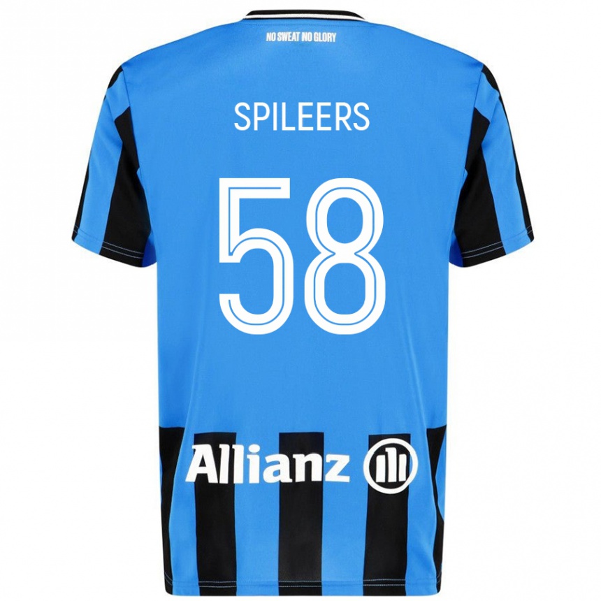 Kids Football Jorne Spileers #58 Sky Blue Black Home Jersey 2024/25 T-Shirt Canada