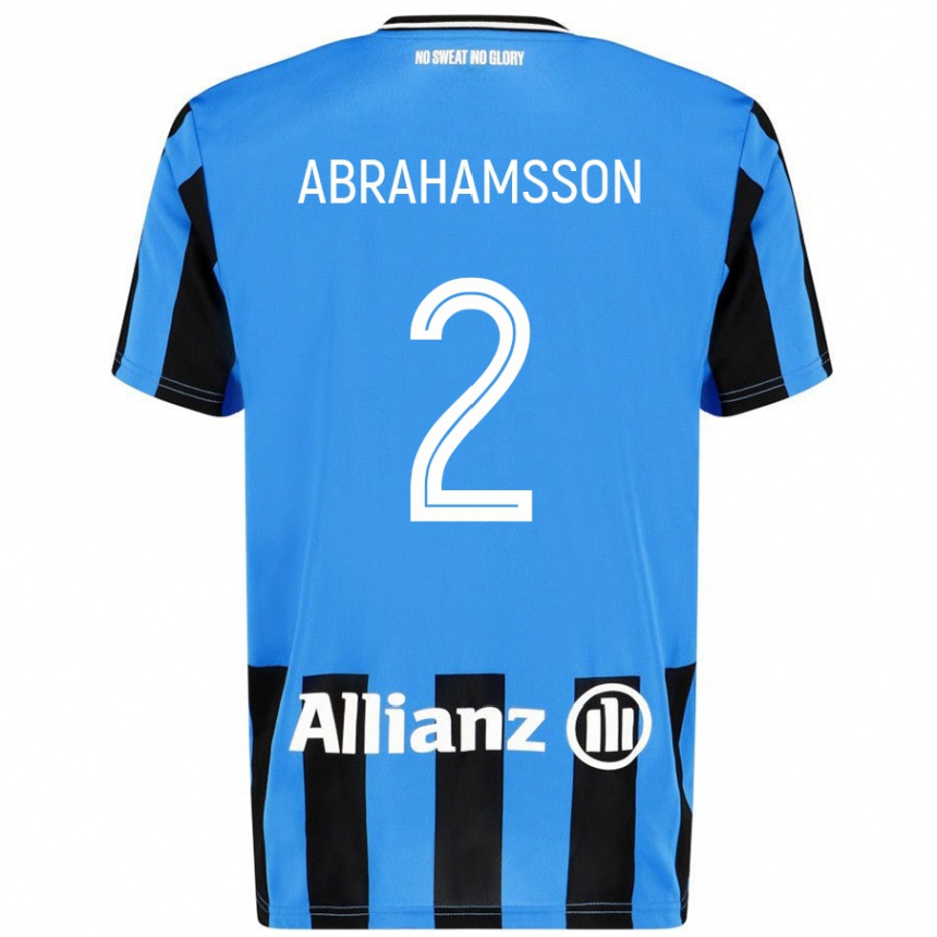 Kids Football Sejde Abrahamsson #2 Sky Blue Black Home Jersey 2024/25 T-Shirt Canada